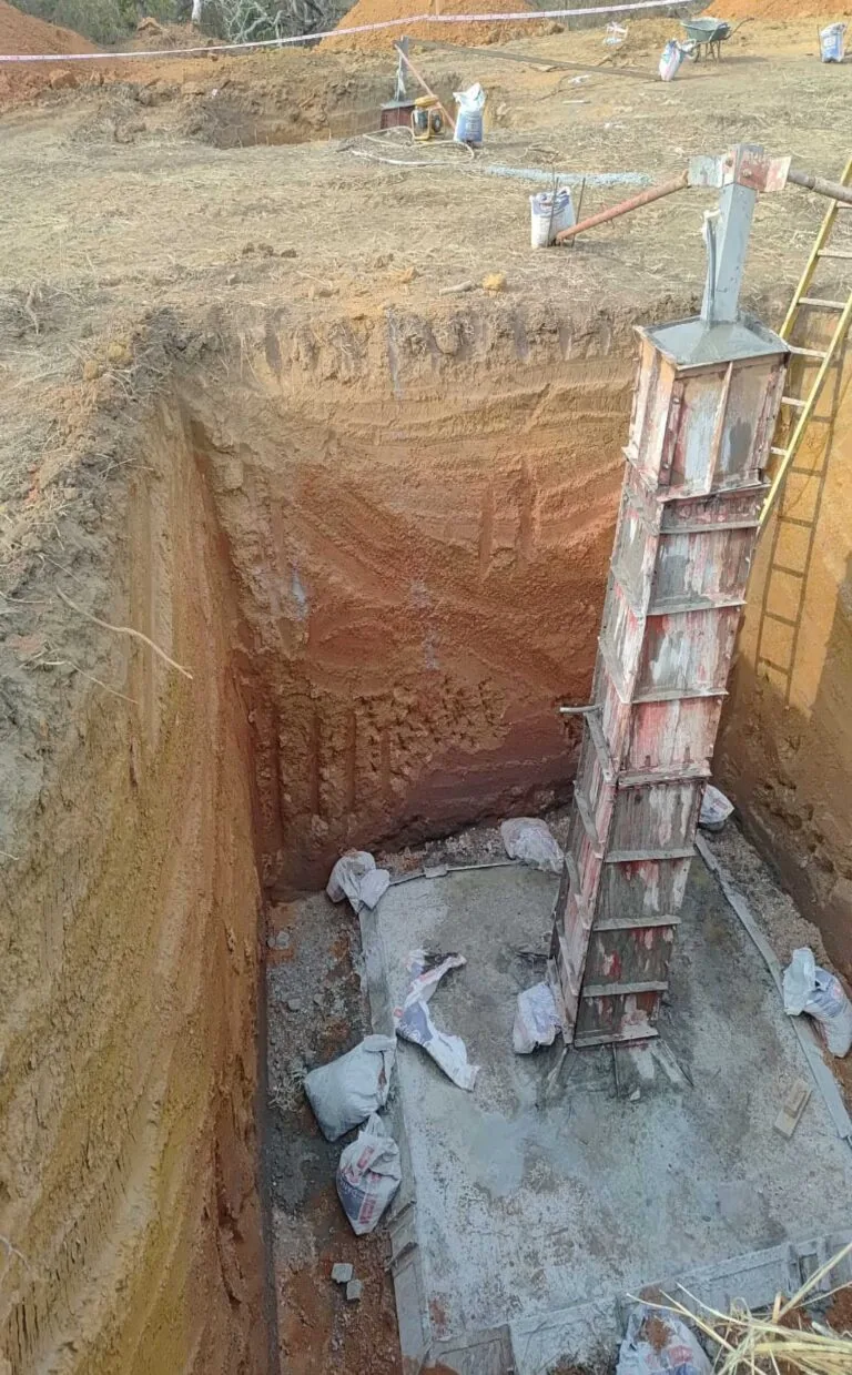 Transmission line foundation works